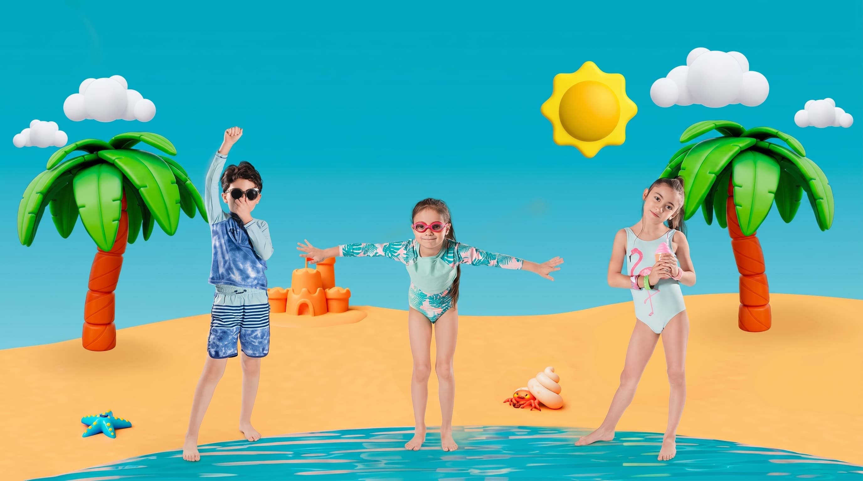 Niños en la playa con Chispuditos